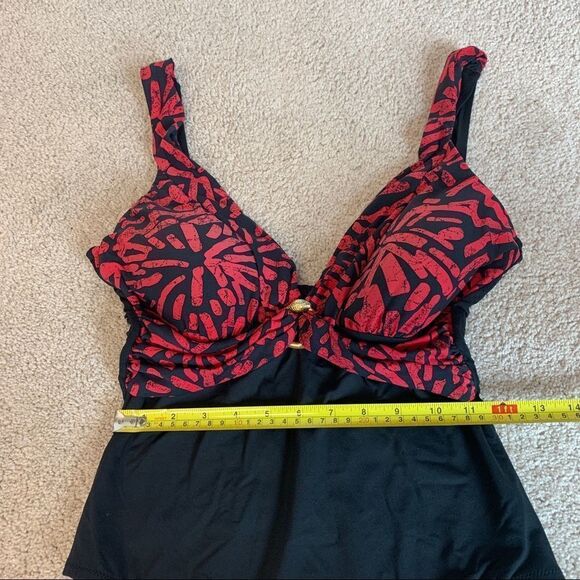 Simon Chang red black cobra snake hardware accent one piece swimsuit Sz 8 - Picture 10 of 12